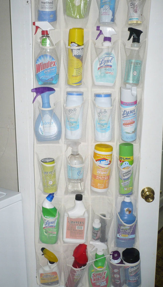 Hanging Shoe Rack for Cleaning Supplies. 