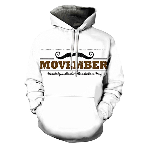 3d Mustache Is King Hoodie - Sweatshirt- Hoodie- Pullover