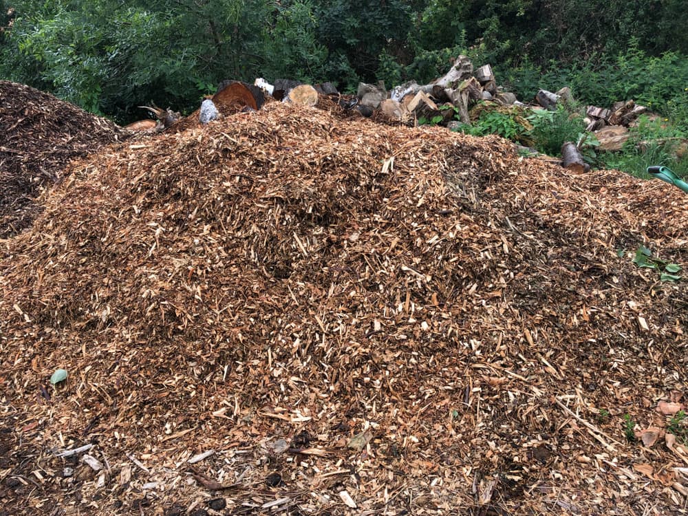 a heap of wood chips being used for composting