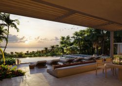 villa opening out on to deck with pool at Moncayo, Auberge Resorts Collection