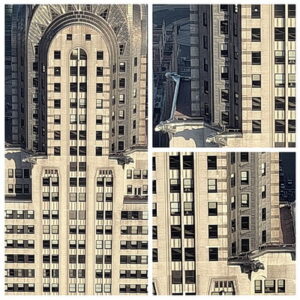 Close up collage of the Chrysler Building