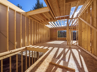 Wood frame house under construction