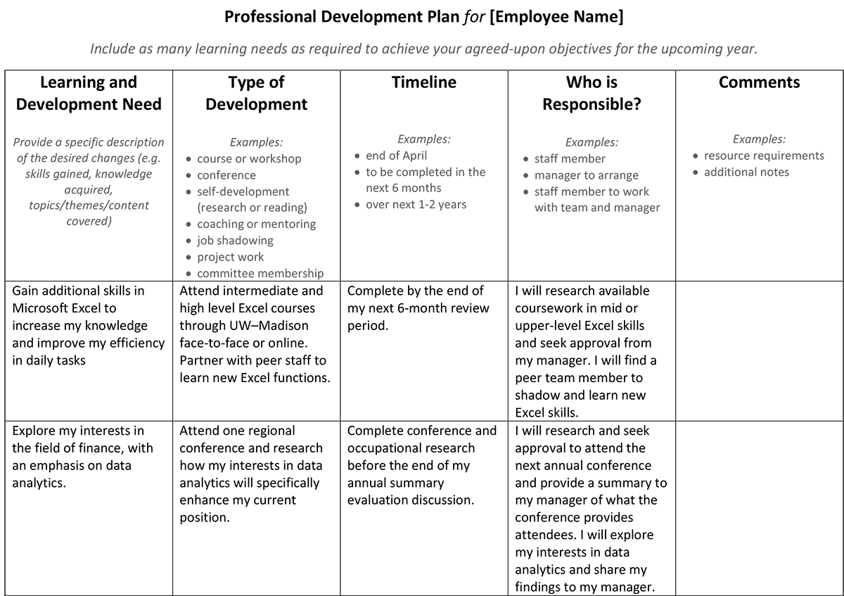 How To Prepare A Professional Development Plan - Printable Form ...