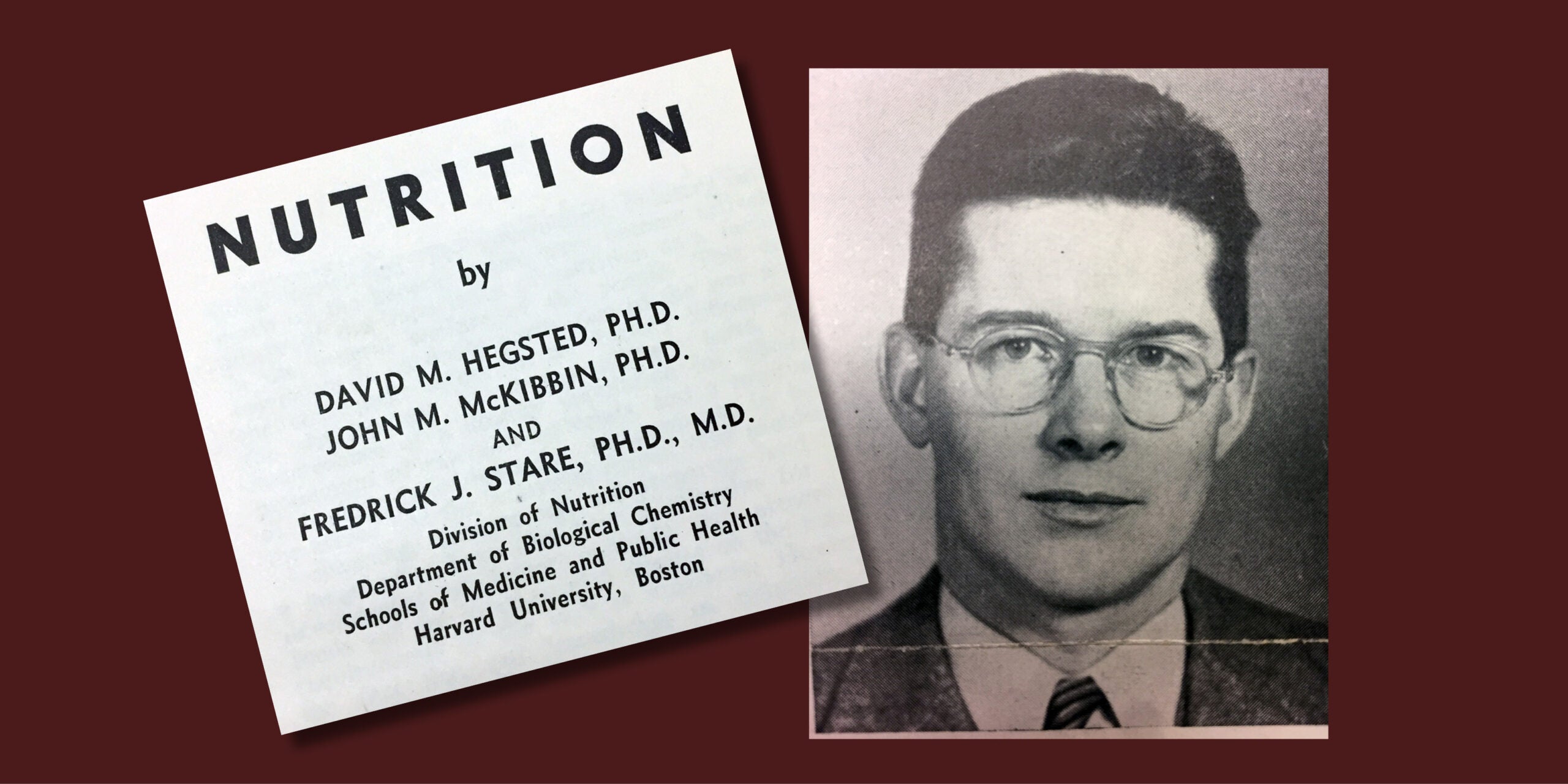 Photo of Fredrick Stare and a paper authored by department faculty