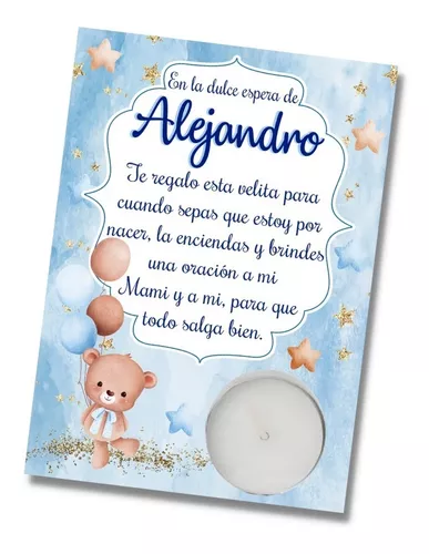 20 Velitas Con Oración Para Baby Shower Recuerdos