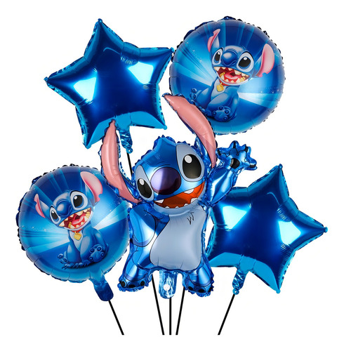 Globos Metalicos De Stitch Y Globo De Lilo Kit De 5pzs 