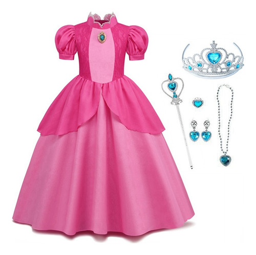 Disfraz De Princesa Peach Super Brothers Para Niñas Vestido Fiesta De Cumpleaños Carnaval Cosplay Peaches Halloween Navidad Con Accesorios