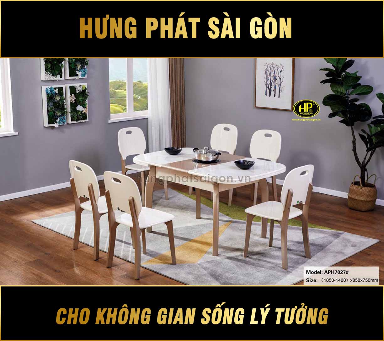 Bàn ăn đa năng có thể mở rộng 6 ghế BA-AT-APH7027