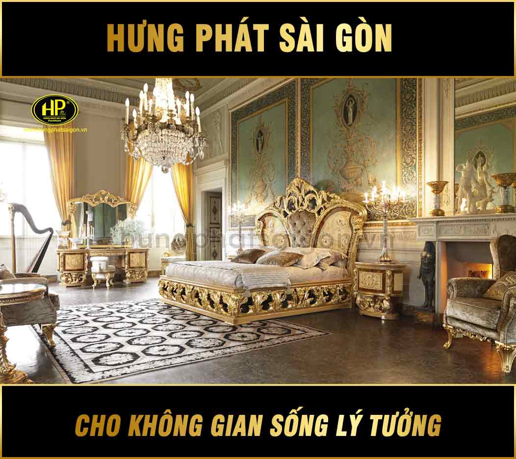 Giường ngủ dát vàng hoàng gia GV-01