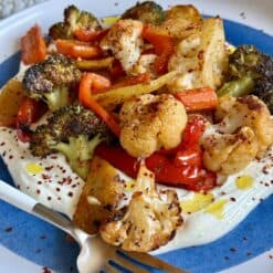 garlic roasted veggies with whipped feta