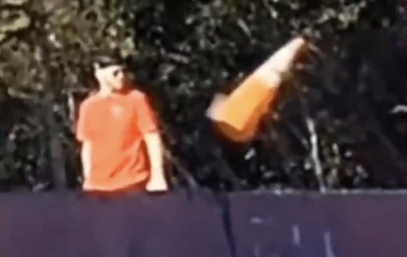 Felt All Of That: Dude Gets Rocked By A Safety Cone While Watching Drifting Race!