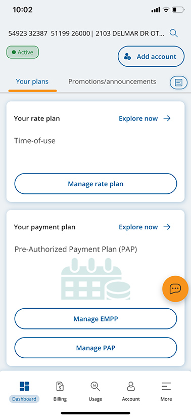 manage plan app screen