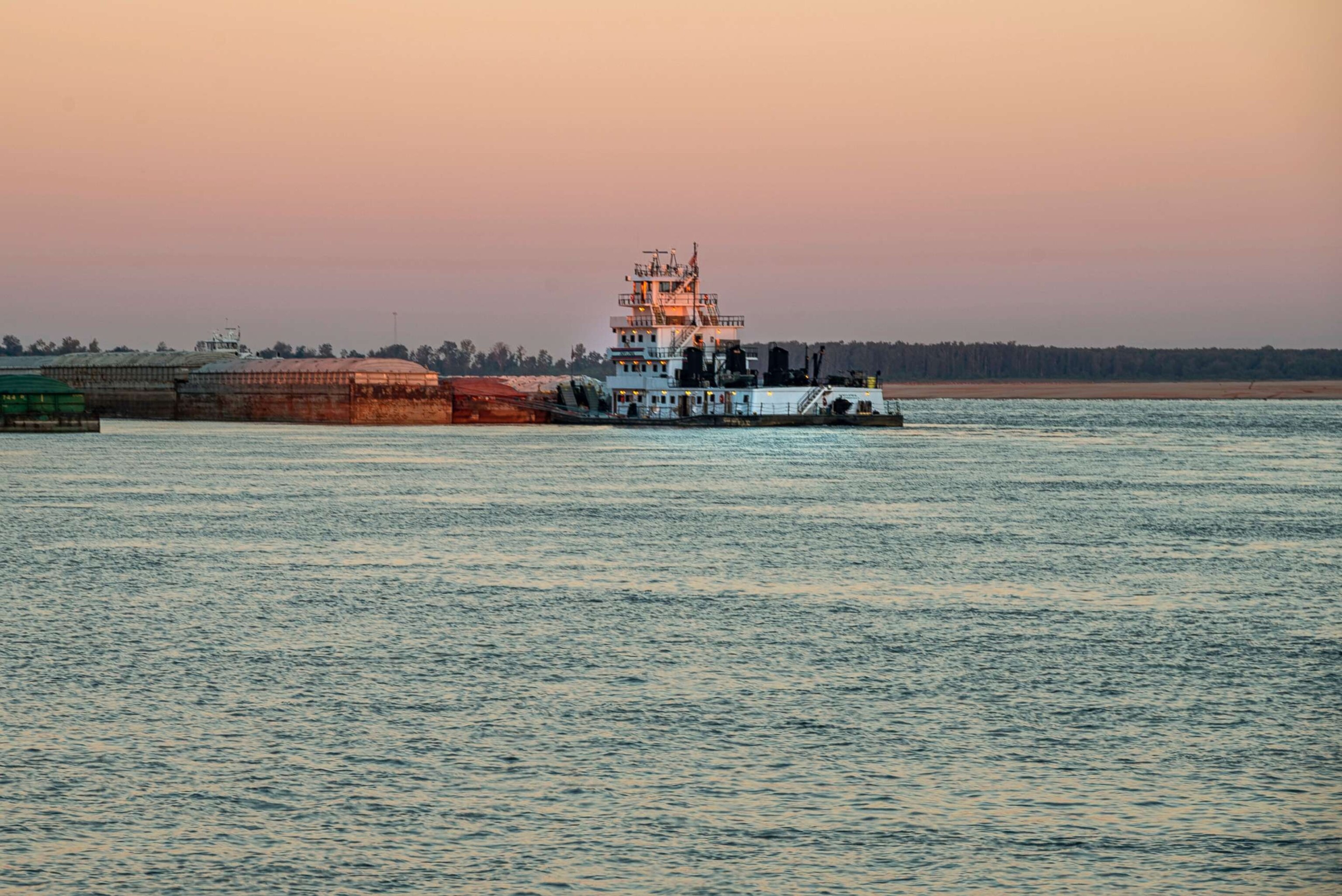 PHOTO: Barges are seen in the Mississippi River near Vicksburg, Miss., on Oct. 4, 2022. 