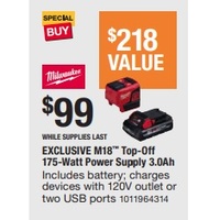 Milwaukee M18 Top-Off 175-Watt Power Supply 3.0Ah