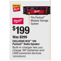 Milwaukee M18 18V Packout Radio Speaker