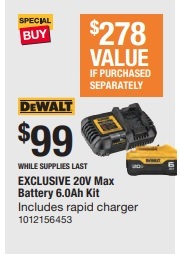 DEWALT 20V Max Battery 6.0Ah Kit