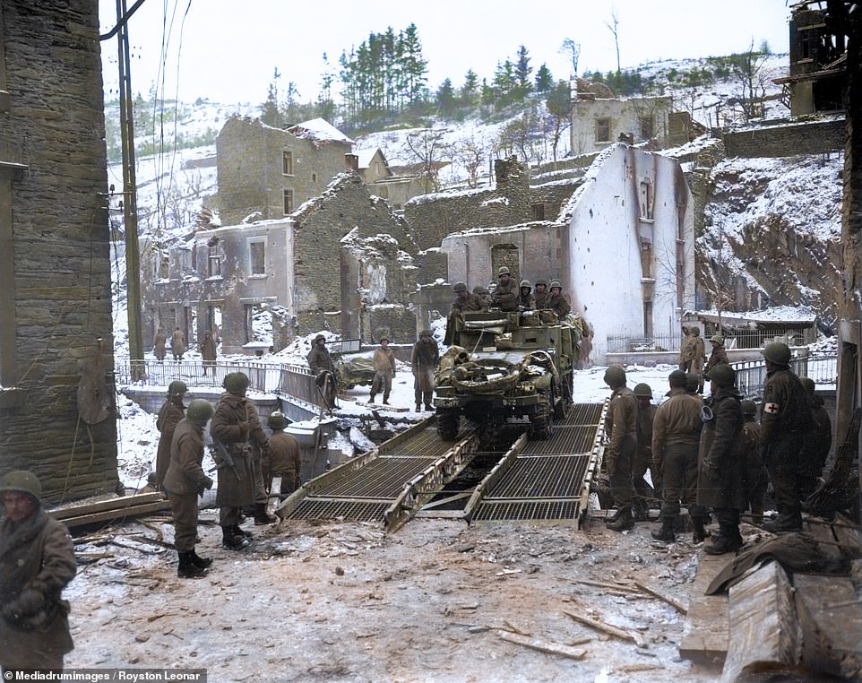 Colorized photographs show the Battle of the Bulge in one of the final ...