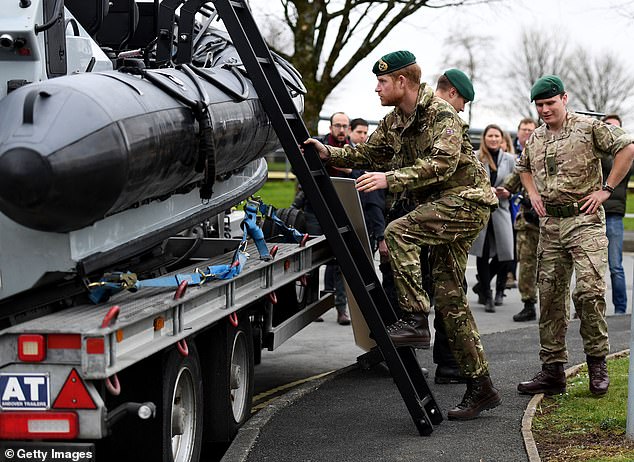 The Duke could be seen climbing on board a boat at Bickleigh today to learn more about how it is used 