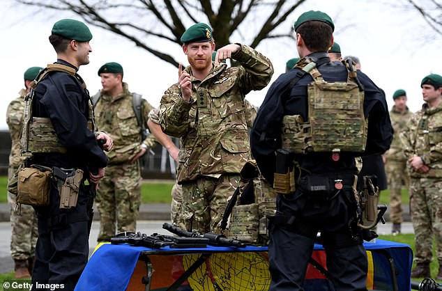 The royal was also showcased a range of equipment used by the marines during his visit 