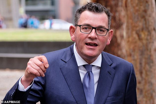 Pictured: Victorian Premier Daniel Andrews speaks to the media on Tuesday morning