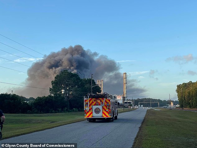 All employees were evacuated from the power plant without injuries - but one firefighter suffered a minor injury