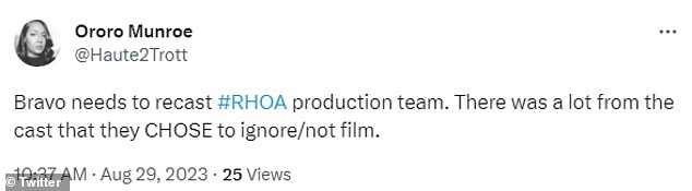 'Bravo is desperate and wants to recast RHOA. The show will never be the same without the dream team: Nene, Kandi, Porsha, Phaedra, Cynthia & Kenya. I¿ll even take Eva or Claudia back as a housewife,' a third tweeted