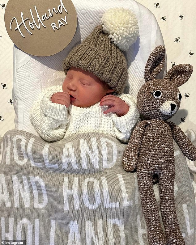 The couple made the announcement on Instagram on Wednesday, and revealed they welcomed Holland on October 5 via C-section, with the newborn weighing just 3.2 kilograms