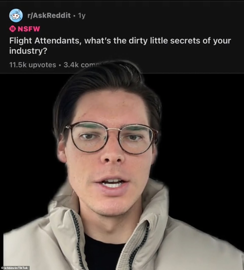 Most recently, he responded to a Reddit thread about the 'dirty little secrets' of the industry. In a viral clip, which has so far amassed over 163,000 views, Kevin lifted the lid on why ordering coffee while flying is something you should never do because it's 'disgusting.'