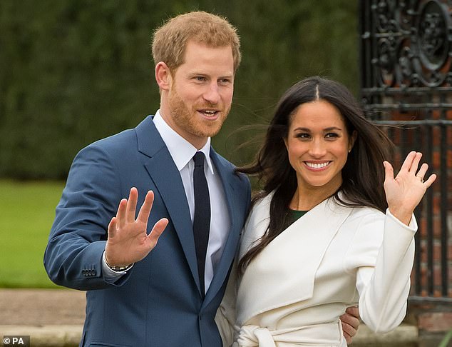 Harry and Meghan at Kensington Palace in November 2017 after revealing their engagement