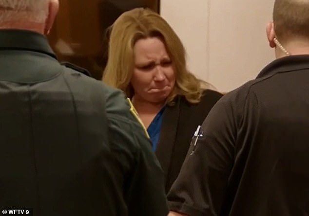 Laurie Shaver (pictured) sobbed as she was convicted of the 2015 murder of her husband