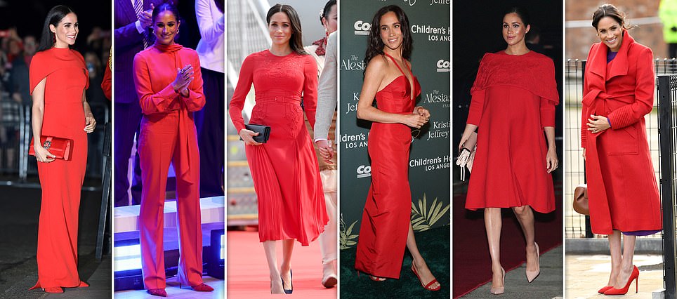 The REAL reason Meghan loves to wear red, according to a style expert... and it's not what