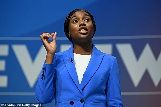 Tory leadership hopeful Kemi Badenoch (pictured) has pledged to offer JK Rowling a peerage praising her 'fight' on gender rights