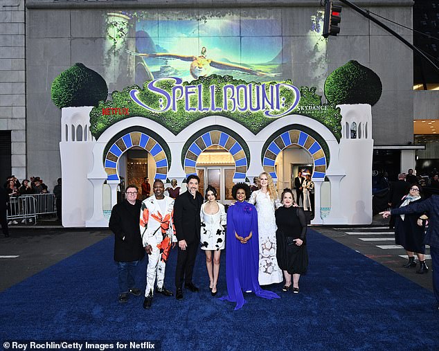 Kidman made sure to pose with her Spellbound castmates Nathan Lane, Tituss Burgess, Jenifer Lewis, and Olga Merediz who also voice characters in the PG-rated