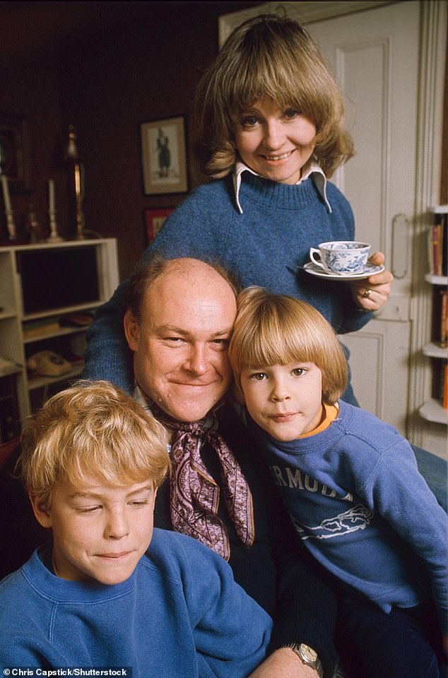 Timothy West and Prunella Scales with their sons Joseph and Samuel in 1975