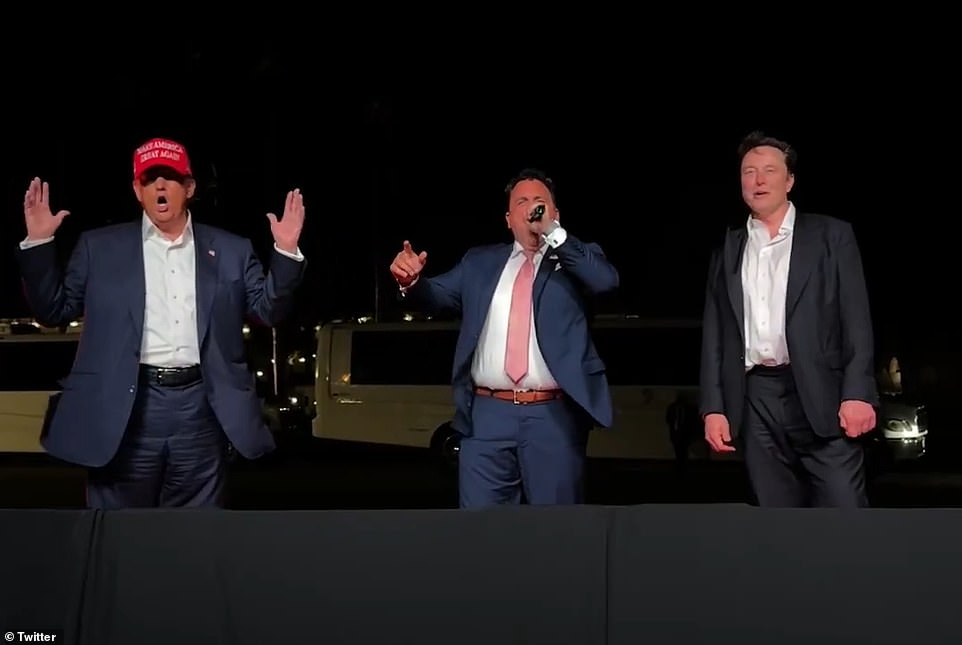 'PARENTAL' PAT ON THE BACK. Trump seemingly tried to assert his dominance over Musk several times during Tuesday's launch. Musk was seen smiling and chatting to Trump as they walked to towards the tent where they would be stationed during the launch. Trump, sporting his iconic red MAGA hats, then pats Musk on the back as he listens to what the tech tycoon is saying. Body language expert Judi James, who described Musk as appearing to 'chat excitedly', said the interaction once again appears to establish a parent-child dynamic. 'Trump gives him a paternal looking 'approval' pat on the back to register control,' she said.