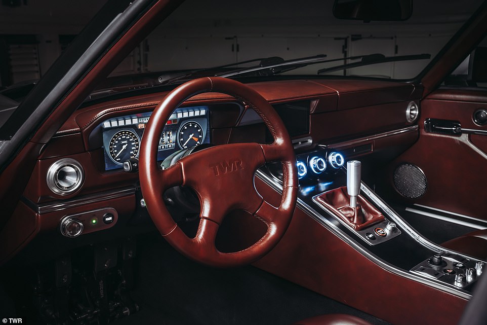 Many of the controls have been LED-illuminated, while the switchgear, gearstick and rotary knobs are formed from heavy-duty metal to give it an old-school feel. Combined with a leather-clad dashboard and a recovered XJS wheel, it's a tasteful nod back to the original