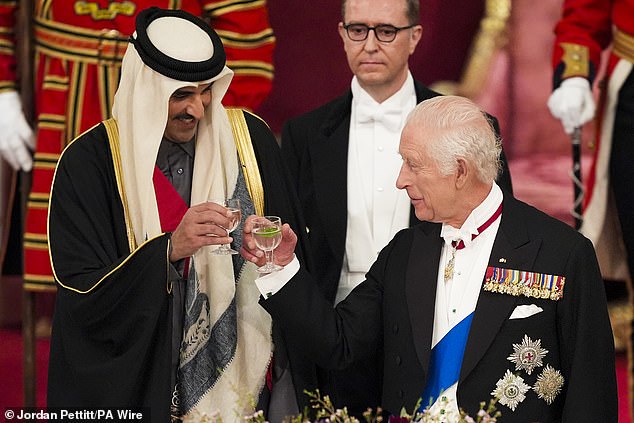 Cheers! The Emir of Qatar and King Charles raised their glasses in a toast