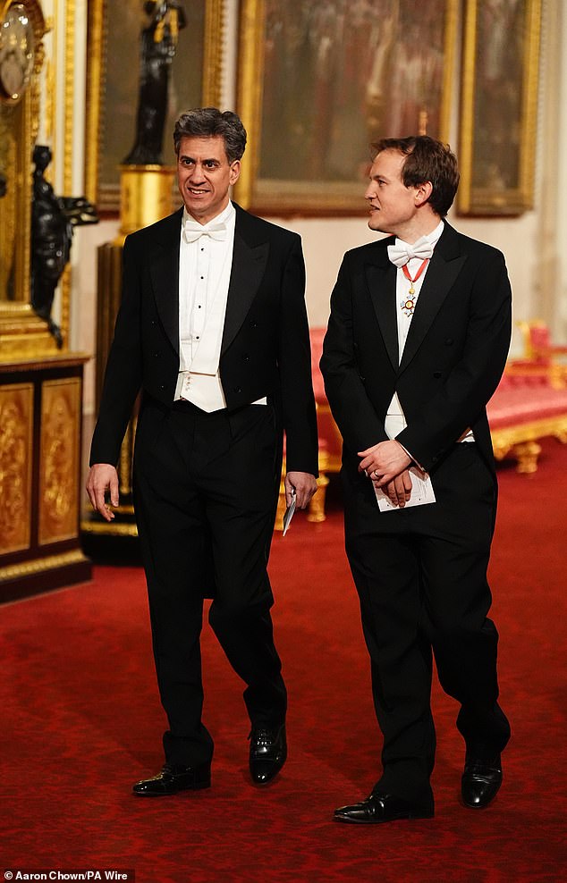 Also present at the glitzy event was Energy Secretary Ed Miliband (left), who sported a tuxedo for the occasion