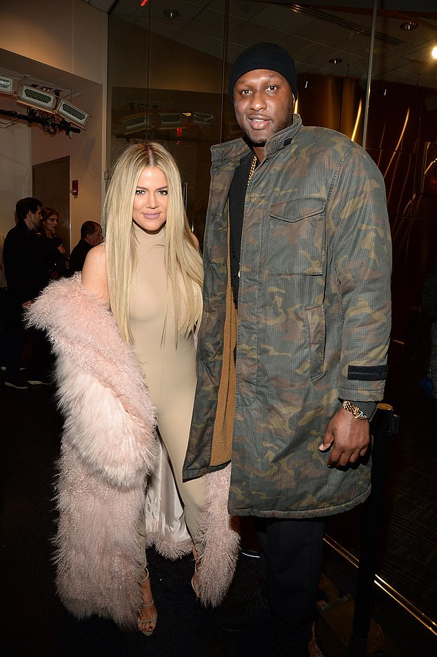 'My weight loss journey started because I was getting a divorce. I stopped going to therapy and started going to the gym,' Khloe explained; seen with Lamar in 2016