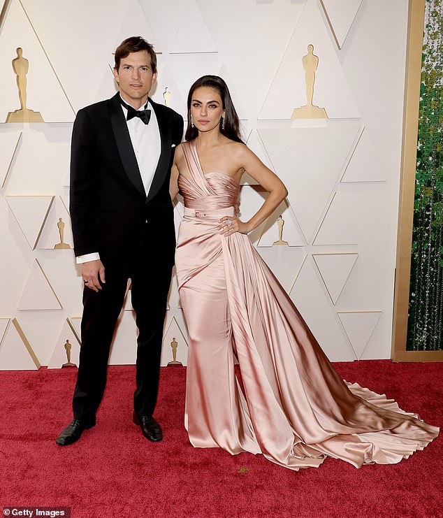 Ashton's wife Mila Kunis (seen with him in 2022 in Hollywood) wasn't pictured with him. They share two children: daughter Wyatt, 10, and son Dimitri, eight