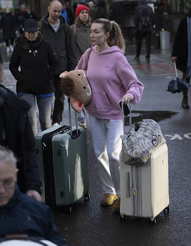 She traversed busy London streets before the baggage was loaded into a rented van