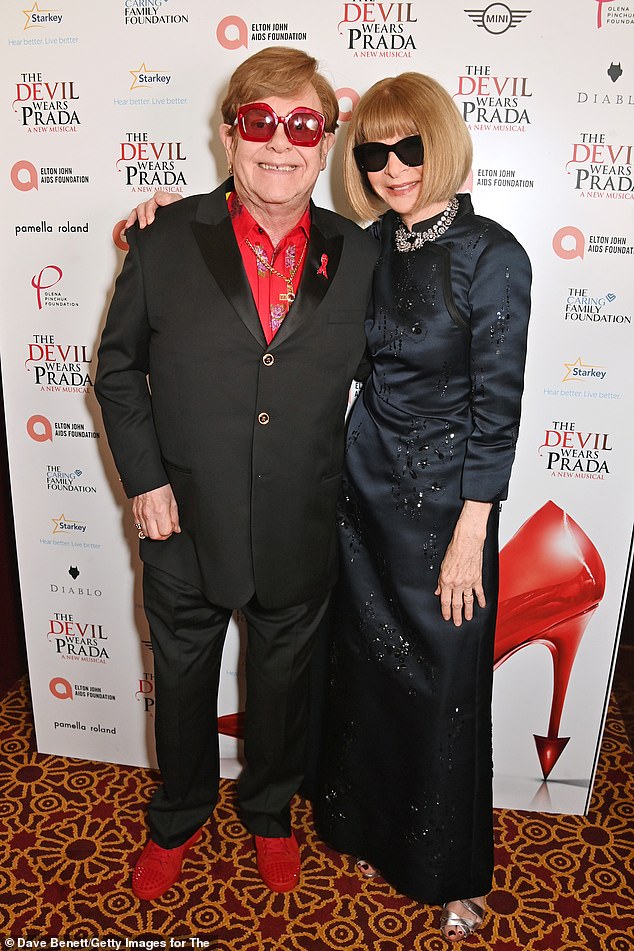 Sir Elton John and Wintour attending The Devil Wears Prada Musical' charity gala night on December 1st