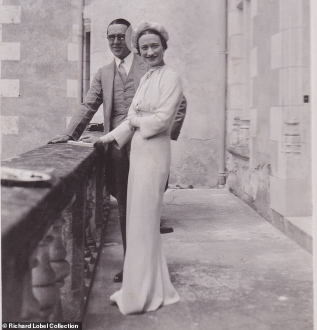 Wallis Simpson seen on her wedding day with Walter Monckton, Edward's lawyer