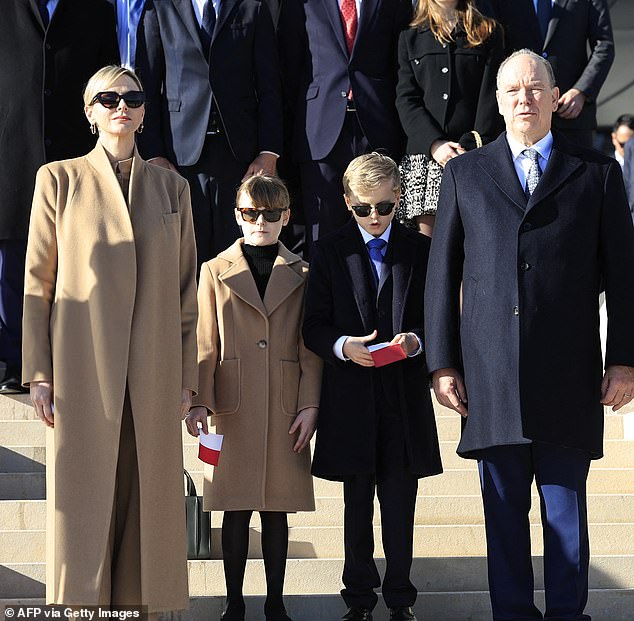 Princess Charlene, Princess Ganriella, Prince Jacques, and Prince Albert