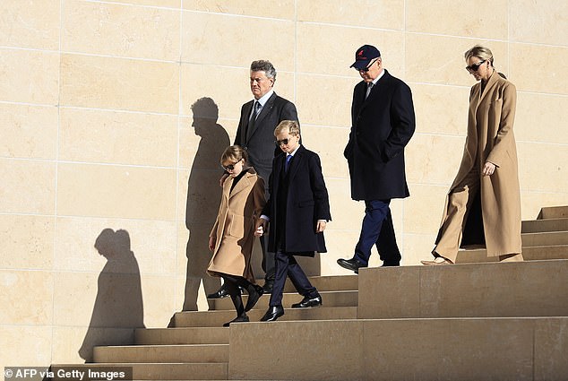 From left to right: Princess Gabriella, Prince Jacques, Delegated administrator of the Anse du Portier compagny Guy-Thomas Levy-Soussan, Prince Albert II of Monaco and Princess Charlene of Monaco attended the inauguration of the new 'Mareterra' district in Monaco, on December 4