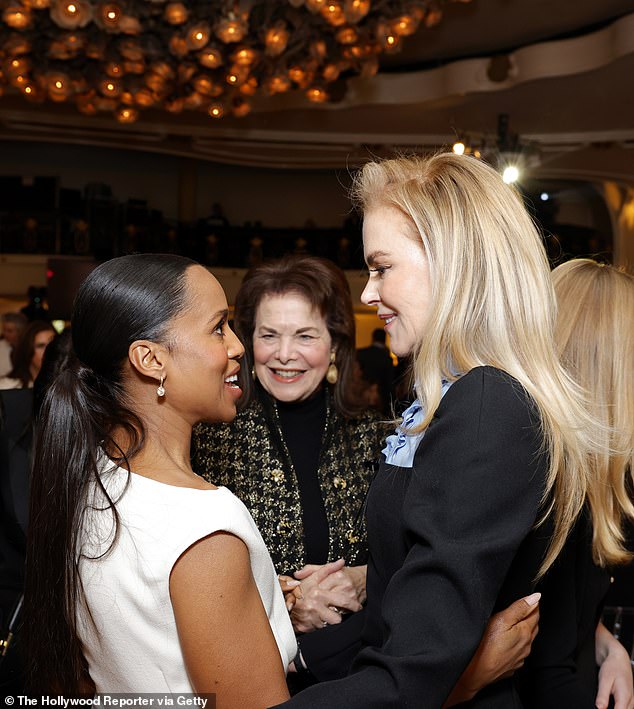 Kerry and Nicole caught up inside the gala - chatting and smiling during their conversation