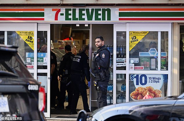 Footage posted on social media showed first responders rushing into a 7-Eleven store