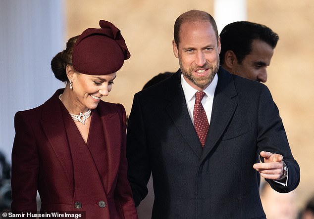 Whilst handing out Christmas presents to children and families at a party for 1st Battalion Mercian Regiment in Wiltshire, Prince William revealed he and Princess Catherine [both pictured] have been sitting down to watch Black Doves