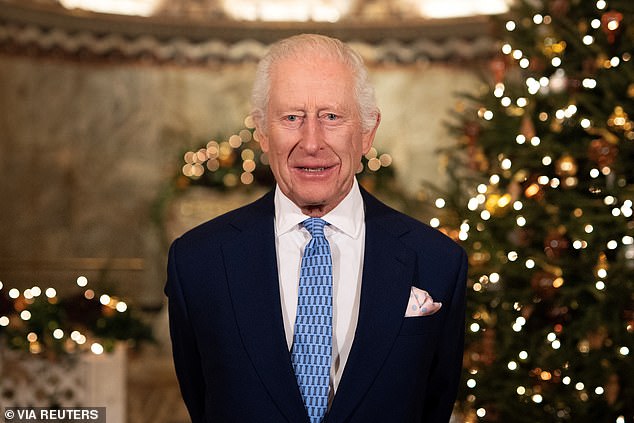 King Charles pictured in the ornate Fitzrovia Chapel in central London