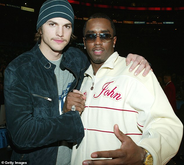 A separate insider also informed DailyMail.com that Kutcher 'regrets' his past friendship with Sean 'Diddy' Combs; seen in 2004 in L.A.